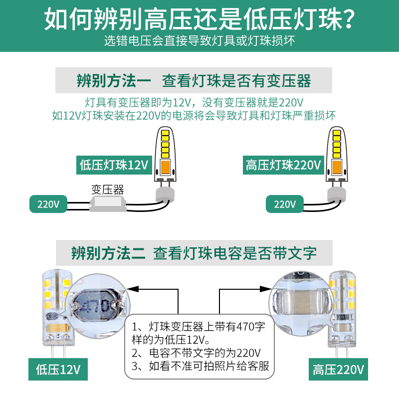 g4灯珠led二针插脚小灯泡G9两针插口12V220v伏镜前灯水晶吊灯光源 - 图1