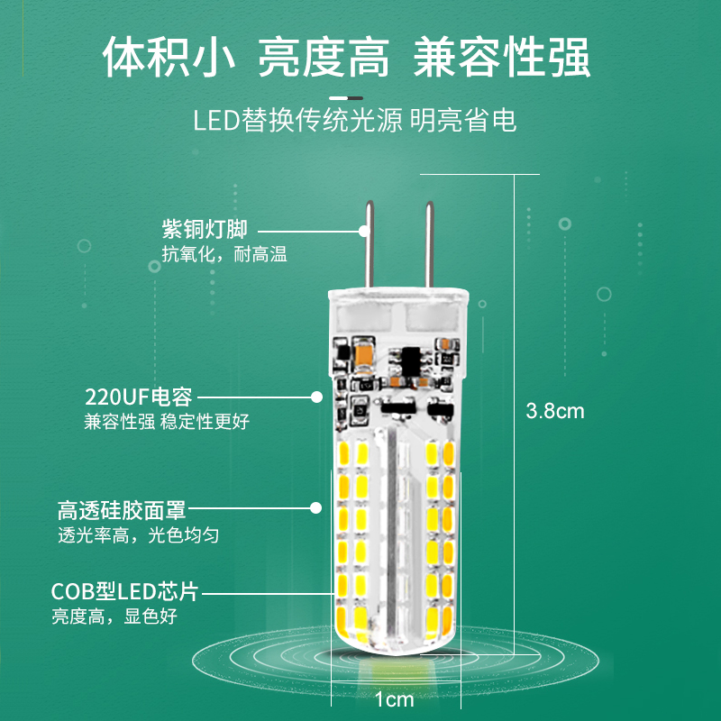 g4插脚led小灯泡两针插口灯珠12伏220V镜前灯二针G9水晶吊灯叉泡 - 图0