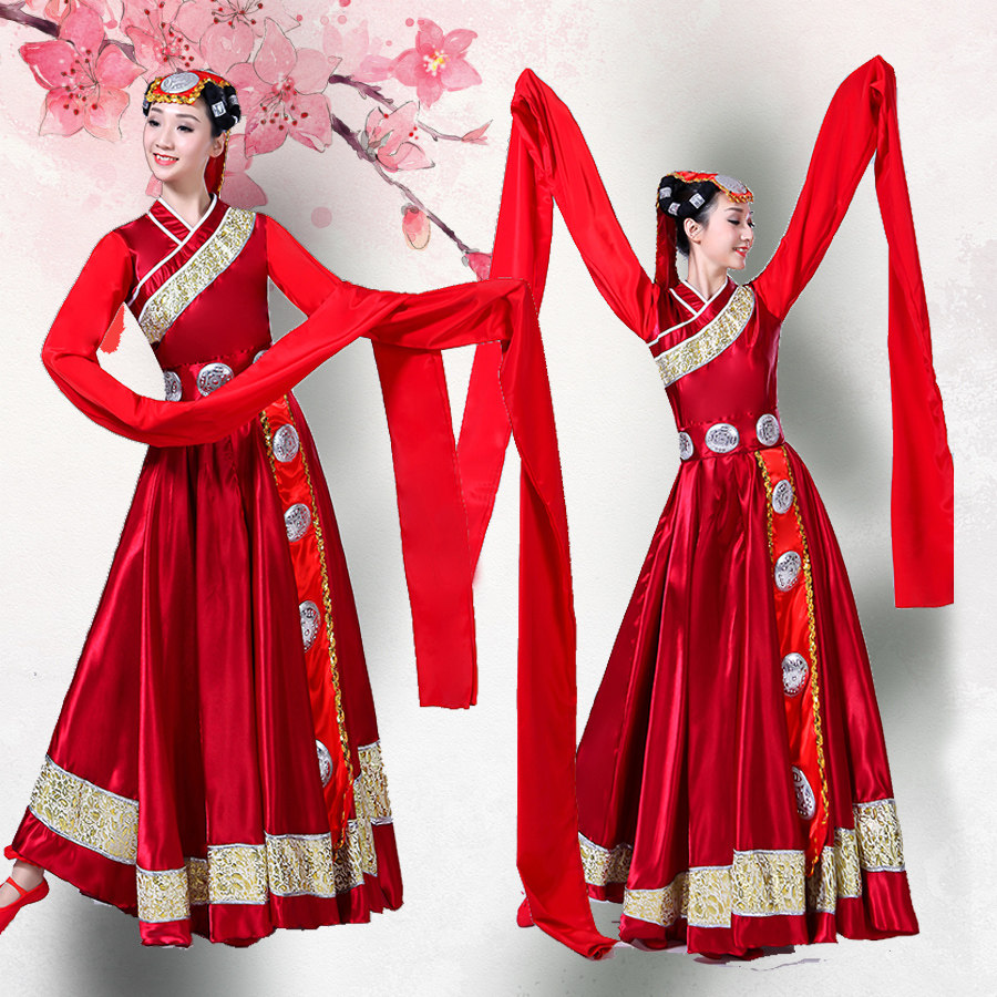 藏族舞蹈服装女水袖心声西藏演出服 达雅芃民族服装/舞台装