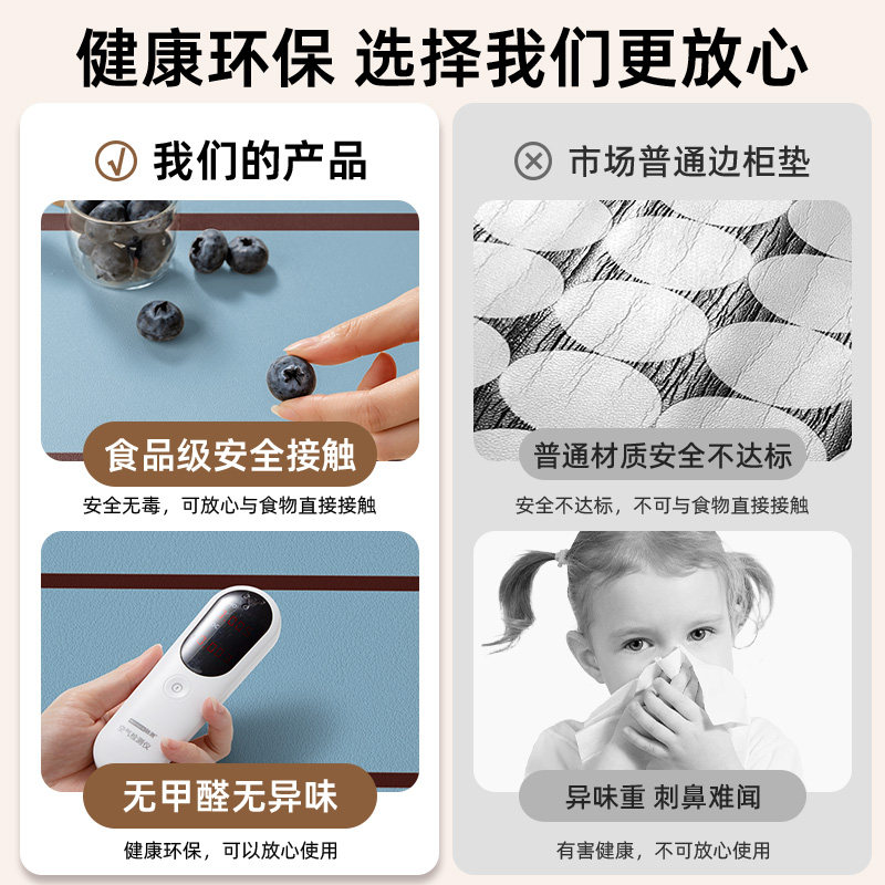 蓝色格纹皮革餐边柜垫防水茶几电视柜桌面盖布厨房免洗耐脏防尘垫,淘宝优惠券,粉丝福利购,淘宝优惠卷