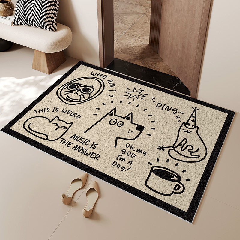 简笔画入户地垫进门除尘耐脏免打理防滑垫丝圈蹭土耐磨耐刮脚踏垫,淘宝优惠券,粉丝福利购,淘宝优惠卷