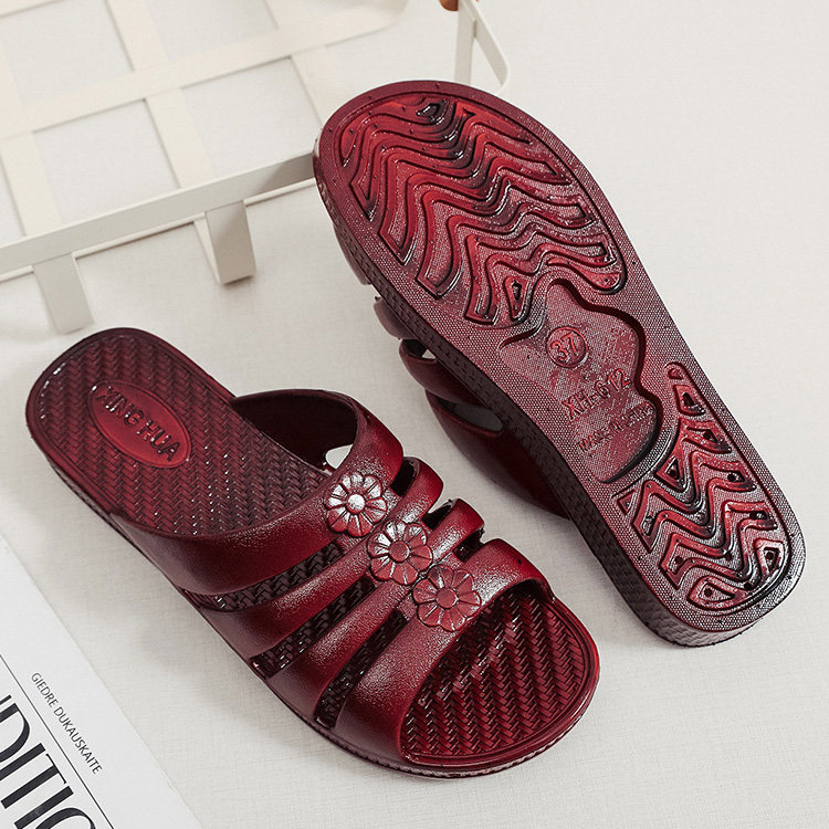 妈妈拖鞋女中老人塑胶防滑洗澡浴室夏家居软底奶奶老式平底拖鞋油,淘宝优惠券,粉丝福利购,淘宝优惠卷