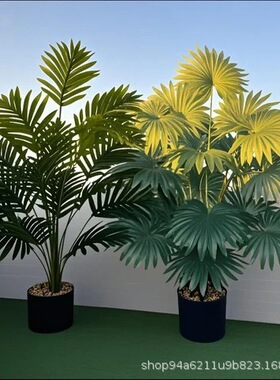 树扇葵棕榈叶绿植盆栽假植物装饰室内仿真植物摆件散尾葵散尾葵