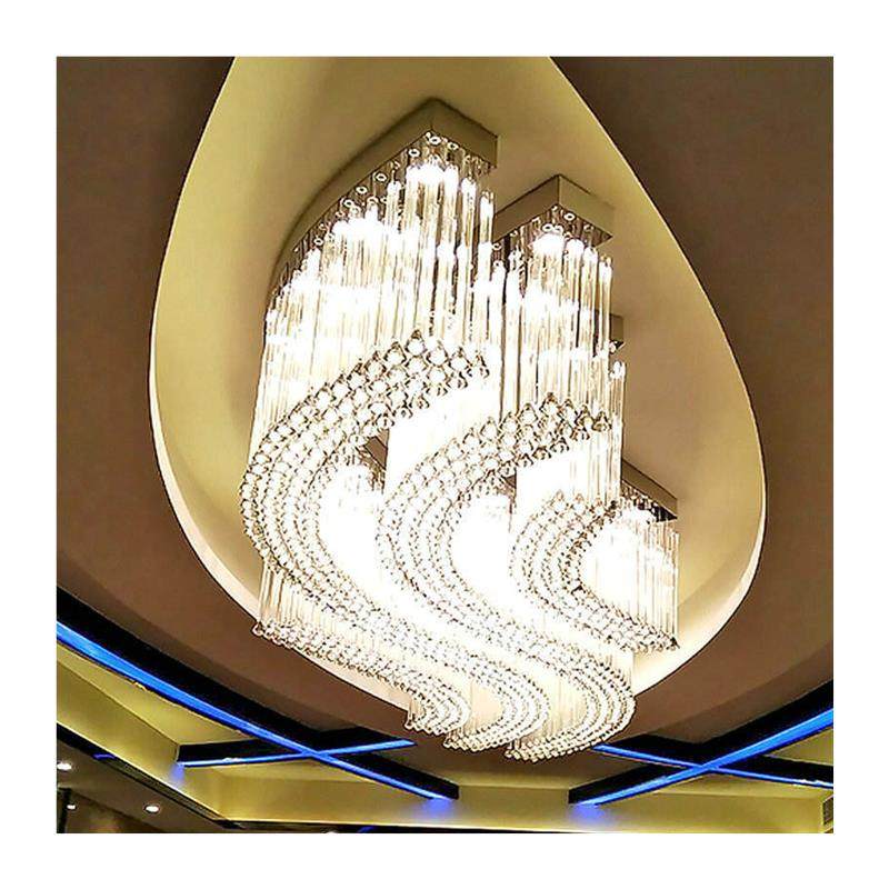 酒店大堂宴会厅水晶灯波浪形售楼部会所非标定制异形水晶吸顶灯,淘宝优惠券,粉丝福利购,淘宝优惠卷