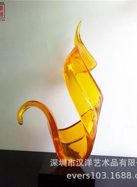 透明仿琉璃工艺品简约现代时尚家居会所抽象雕塑陈设品摆件