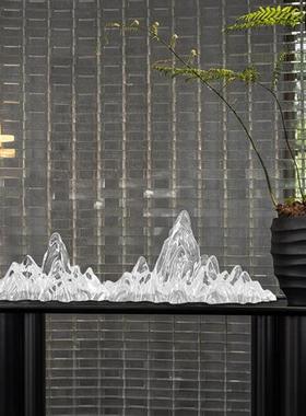 透明假山形树脂雕塑现代办公室酒店客厅家居软装饰工艺品装置摆件