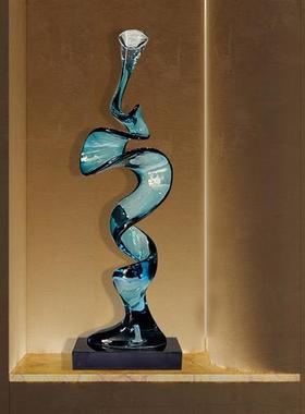 现代家居抽雕塑象透明树脂软装艺术摆件别墅玄关酒柜电视柜艺术品