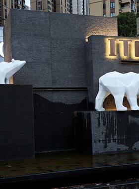 户外大象玻璃钢几何彩绘雕塑摆件花园庭院楼盘动物抽象工艺品装饰