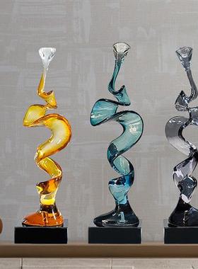 现代酒店别墅家居客厅电视柜抽象艺术摆件透明树脂雕塑桌面装饰品