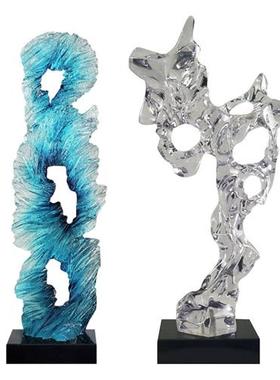 现代抽象透明树脂雕塑摆件酒店别墅家居客厅玄关太湖石装饰工艺品