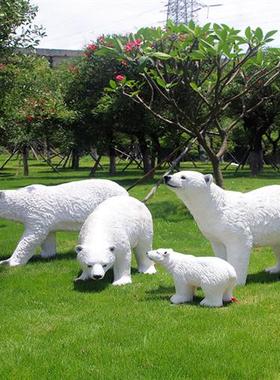 户外仿真北极熊雕塑摆件玻璃钢几何块面熊动物园景区游乐场装饰品