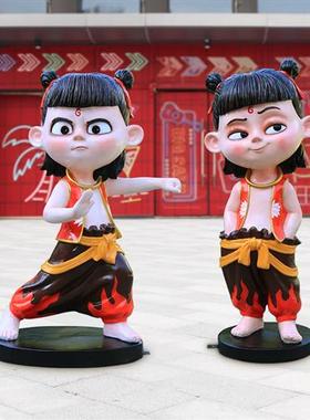 户外哪吒魔童降世雕塑卡通动漫哪咤装饰品玻璃钢商场门口大型摆件