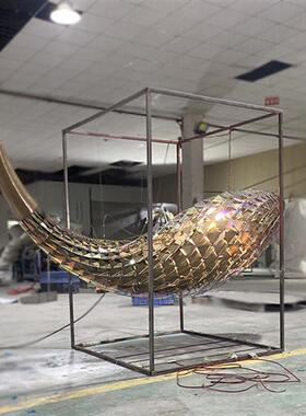 不锈钢雕塑定制电镀鱼镂空景观艺术园林酒店金属亚克力摆件装饰品