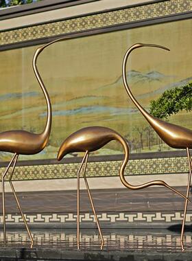 户外仙鹤玻璃钢雕塑抽象火烈鸟园林假山水池装饰大摆件售楼部模型