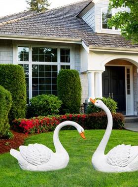 大型仿真天鹅玻璃钢白鹅动物雕塑摆件户外美陈装饰园林景观工艺品