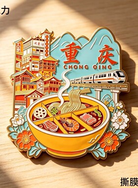 重庆火锅亚克力磁吸冰箱贴轻轨洪