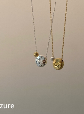 韩国新款吊坠金银撞色项链冷淡风高级感轻奢小众原创设计风锁骨链