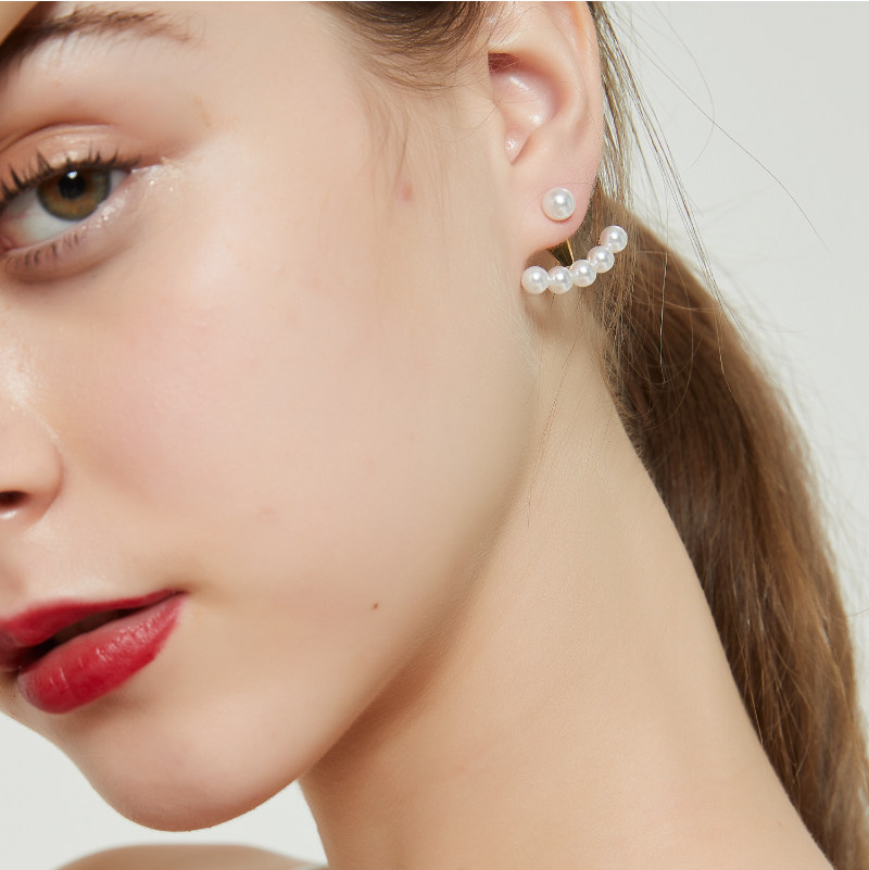 奥米迪奥扇形珍珠可调节两戴款耳钉 aomidior耳钉