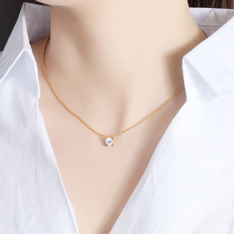 奥米迪奥银镀18k金四爪锁骨连吊坠 aomidior项链