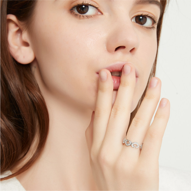 奥米迪奥心形女2021潮女我开口戒指 aomidior戒指/指环