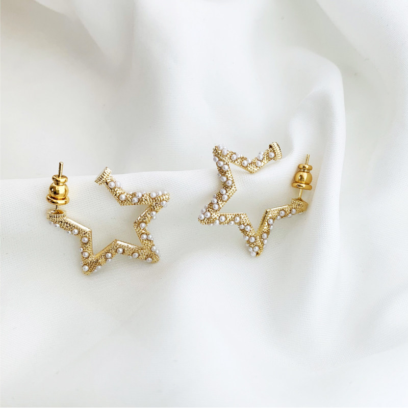 奥米迪奥星星镶嵌小米珠开口女耳环 aomidior耳环