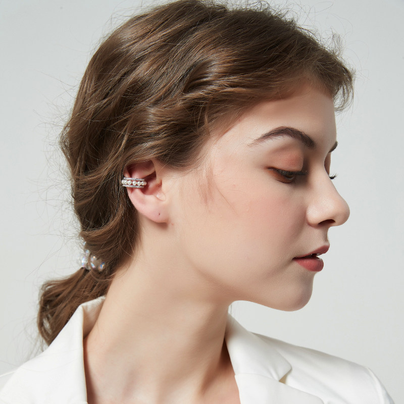 奥米迪奥淡水珍珠女设计圈圈小耳环 aomidior耳夹