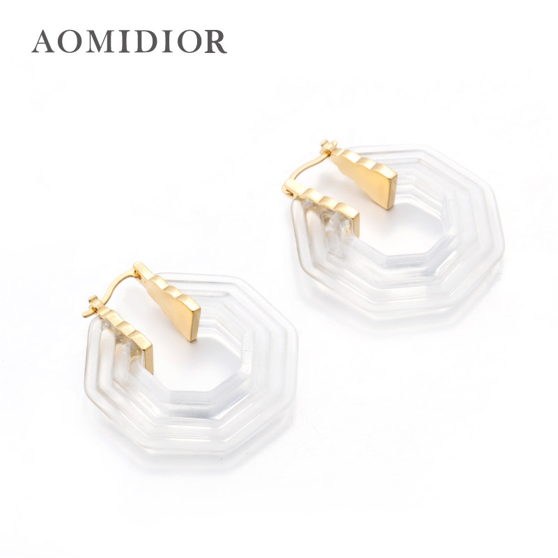 奥米迪奥日韩气质六边形透明耳环 aomidior耳环