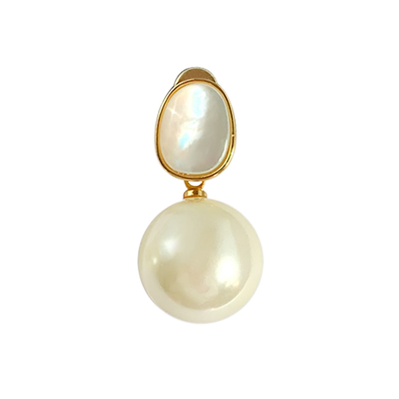 奥米迪奥双色白贝母珍珠吊坠感耳钉 aomidior耳钉