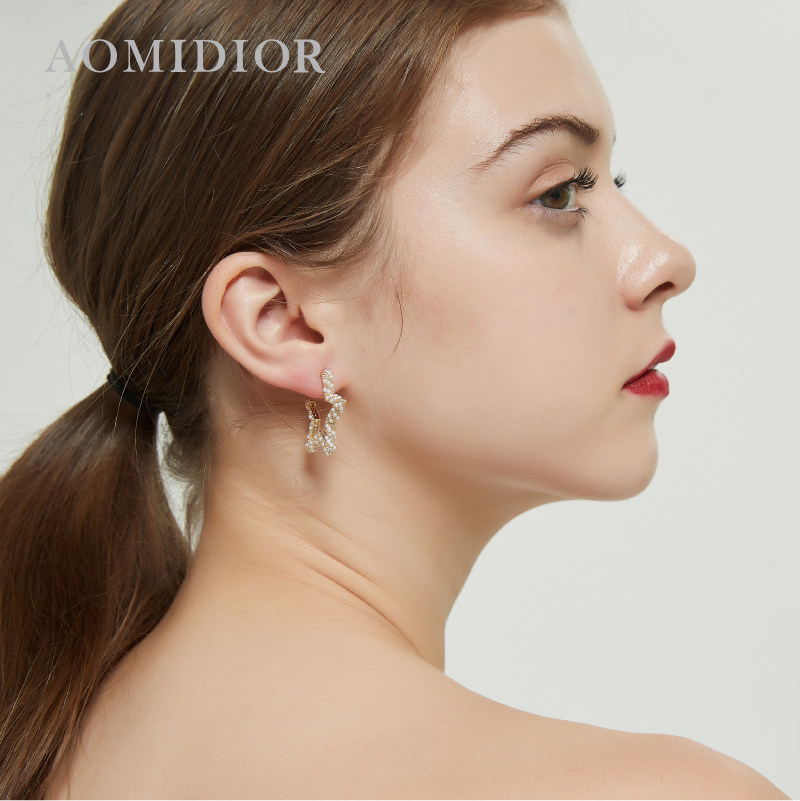 奥米迪奥米珠五角大女2021新潮耳钉 aomidior耳钉