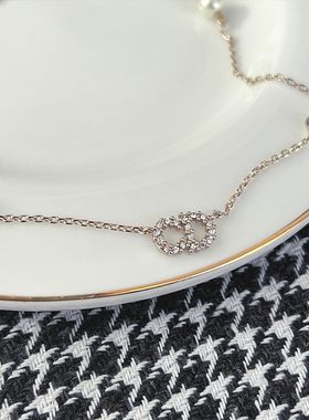 奥米迪奥CD小米珠镶钻珍珠项链女