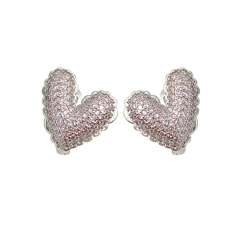 奥米迪奥爱心粉钻甜美小众设计耳扣 aomidior耳钉