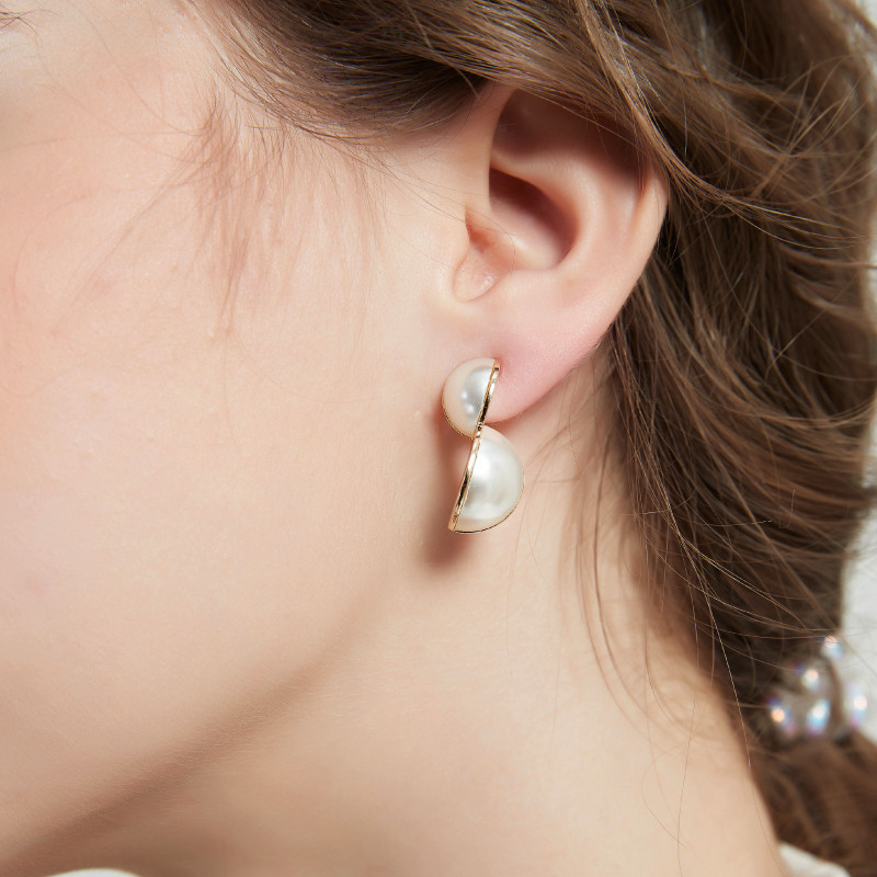 奥米迪奥珍珠cd异形新潮款百搭耳钉 aomidior耳钉