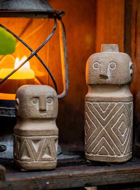 远古风格雕像摆件几何艺术仿石像装饰人像陈设庭院花园别墅