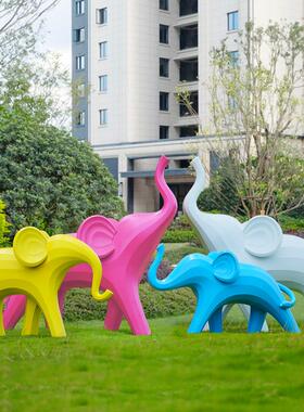 户外园林景观草坪草地小区小品商场装饰造景抽象几何大象雕塑摆件