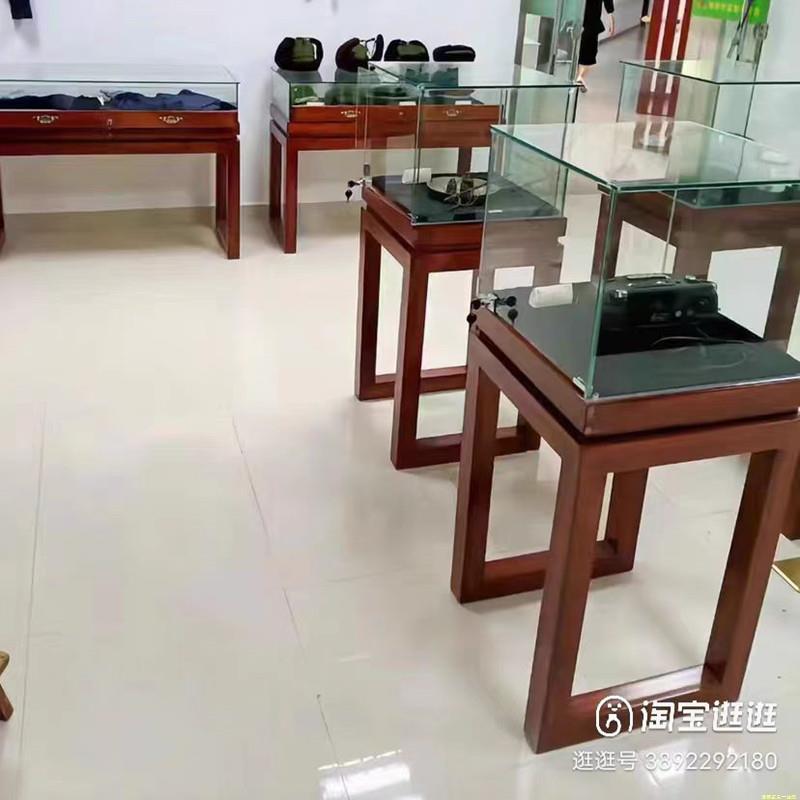 覆古实木珠宝展示柜博物馆展厅玻璃展柜古玩玉器文物翡翠柜台货架 - 图2