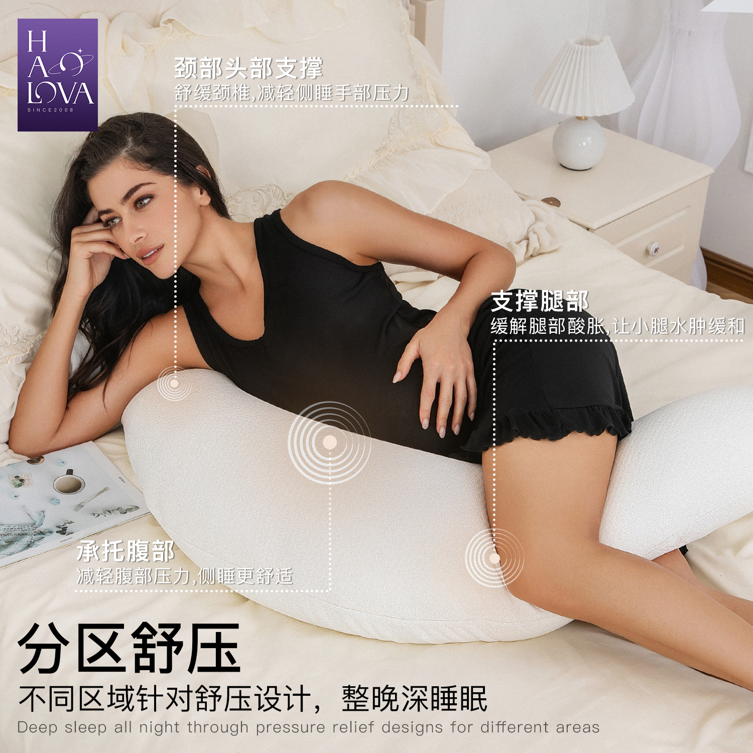 HaloVa孕妇枕U型 侧卧抱枕孕护腰侧睡枕托腹孕期用品哺乳睡觉