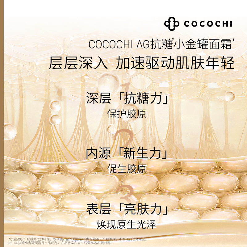 【新品上市】cocochi蔻蔻琪AG抗糖小金罐面霜提亮紧致胶原age面霜 - 图1