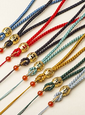 镂空六字真言手把件绳车载挂件