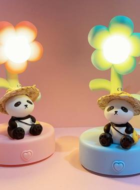 创意卡通可爱熊猫小夜灯景区礼品功夫熊猫摆件学生桌面台灯礼物