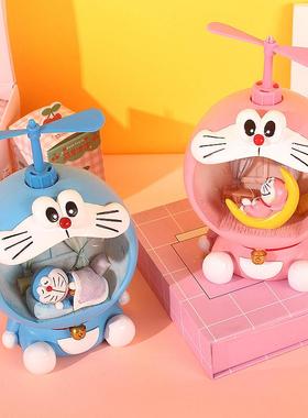 叮当猫小夜灯存钱罐卡通房间装饰品摆件女孩儿童节毕业礼物