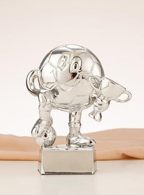 足球吉祥物印字树脂电镀摆件金银铜小学生颁奖礼品球员MVP工艺品