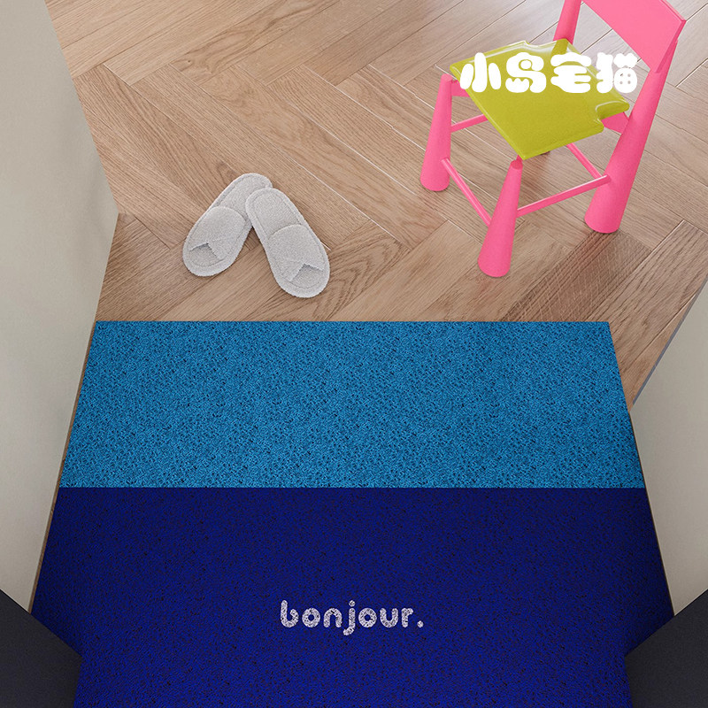 蓝色纯色简约丝圈地垫入户门垫家用进门口脚垫防滑免洗可擦垫子,淘宝优惠券,粉丝福利购,淘宝优惠卷