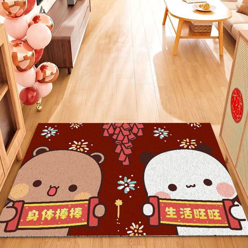 一二布布入户门地垫家用丝圈可裁剪卡通喜庆红色发财脚垫防滑蹭灰,淘宝优惠券,粉丝福利购,淘宝优惠卷