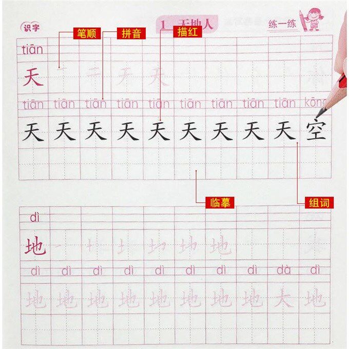 帖人楷书描红本教版练字新版字贴 兜途母婴描红本/涂色本