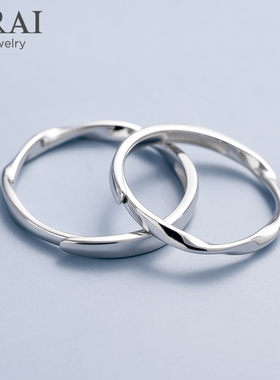 原创纯银情侣对戒小众扭曲活口