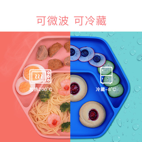 爱咔威IKV蜂巢吸盘碗宝宝吃饭碗防摔全硅胶儿童喝粥吃饭餐盘餐具 - 图3