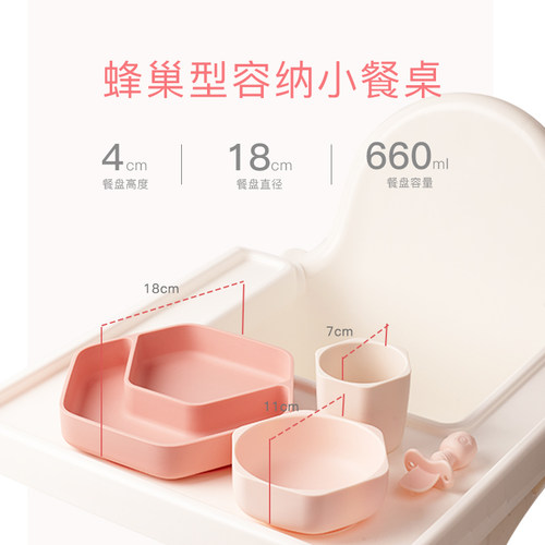 爱咔威IKV蜂巢吸盘碗宝宝吃饭碗防摔全硅胶儿童喝粥吃饭餐盘餐具 - 图2