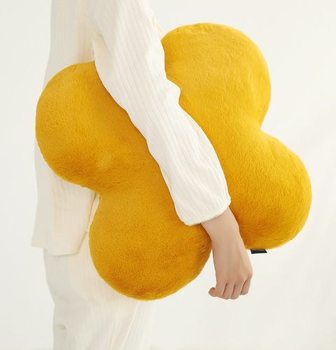 异形毛绒靠垫五色花朵毛绒玩具抱枕客厅沙发床上靠艺术猫靠枕纯色 - 图1