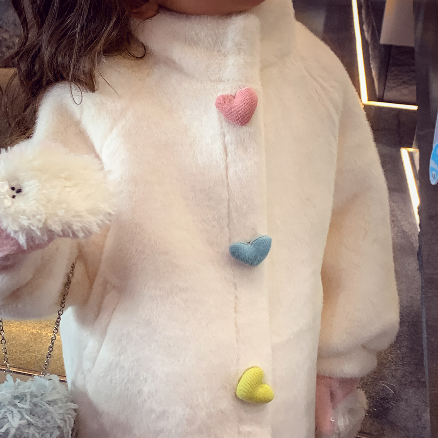 女童毛毛外套冬装新款儿童加厚保暖仿皮草大衣小女孩中长款上衣,淘宝优惠券,粉丝福利购,淘宝优惠卷