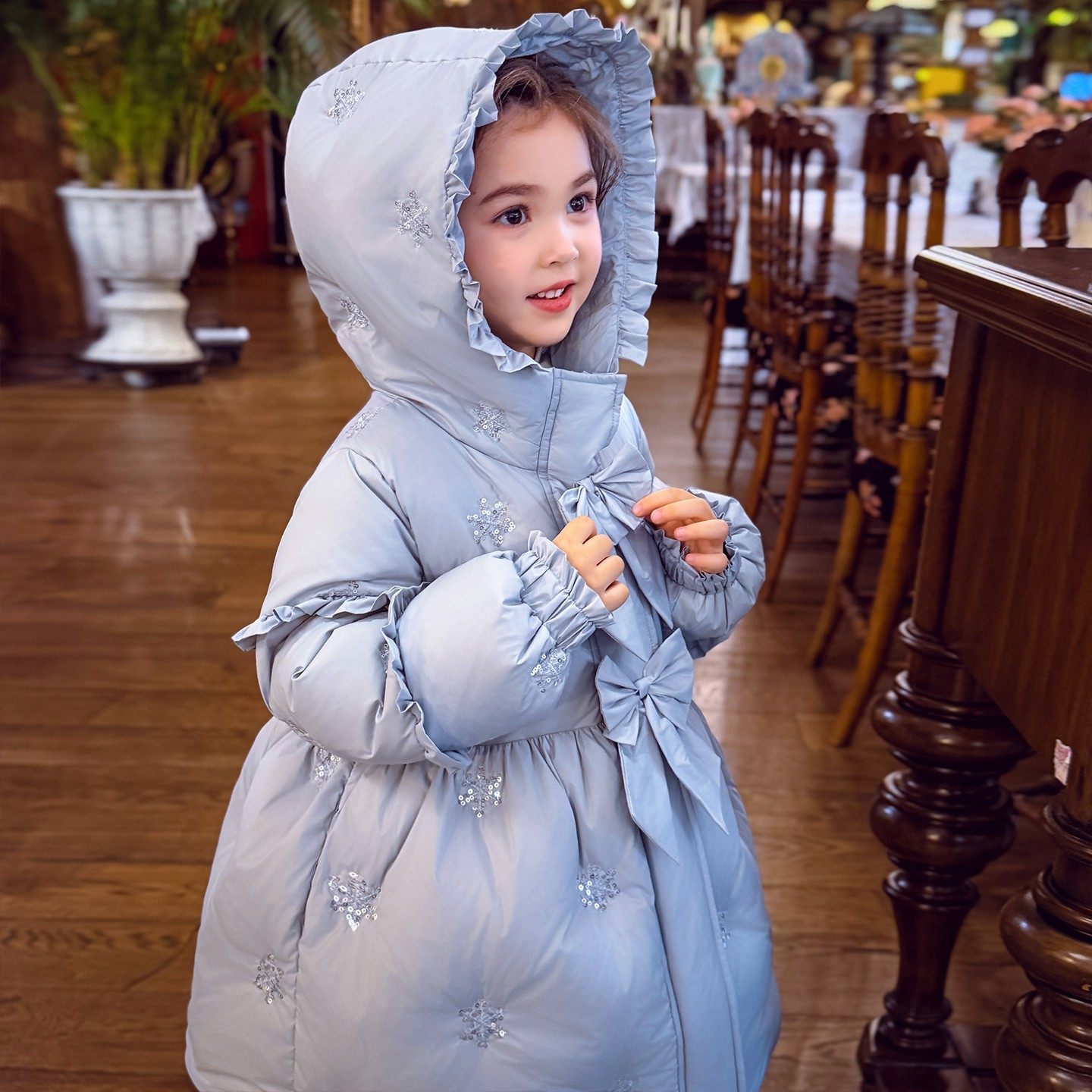 女童中长款羽绒服冬装2025新款儿童韩版90白鸭绒连帽加厚保暖外套,淘宝优惠券,粉丝福利购,淘宝优惠卷